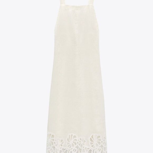 NWT ZARA LACE TRIM 100% LINEN DRESS LIMITED EDITION - Picture 5 of 8